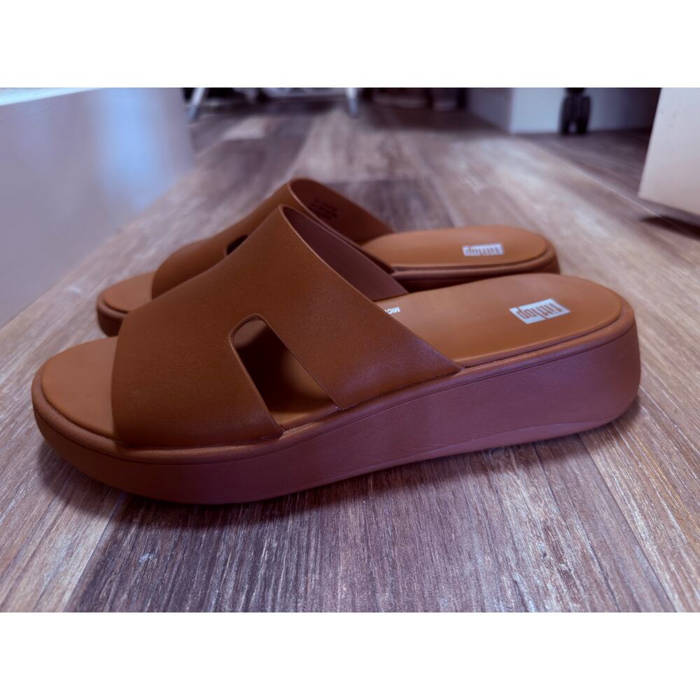 FitFlop F-Mode Leather Wedge Sandals in Brown - Size 10 - Picture 3 of 8